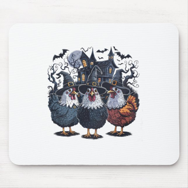 Mousepad Feiticeira Engraçada Focando Galinha no Dia das Br (Frente)