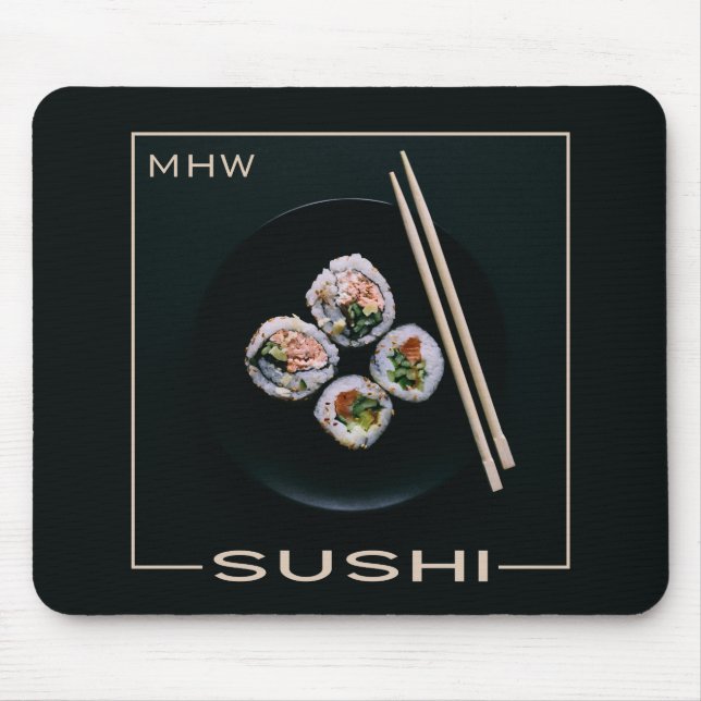 Mousepad feito sob encomenda do monograma do sushi (Frente)