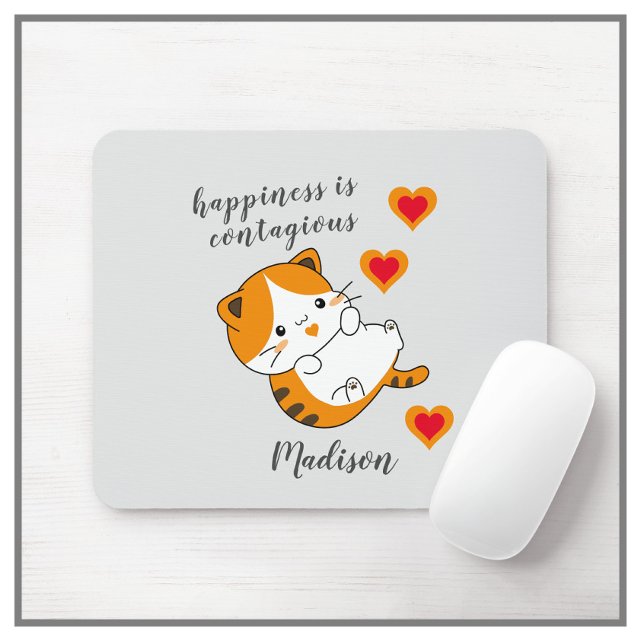 Mousepad Felicidade de Gato Rajado é Contagiosa Personaliza (Criador carregado)