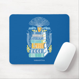 Mousepad Felicidade é Café e Livros