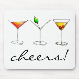 Mousepad Felicidades! Margarita Manhattan Cosmo Cocktail Gl