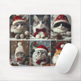 Mousepad Felinos de Natal bonitos animais de inverno