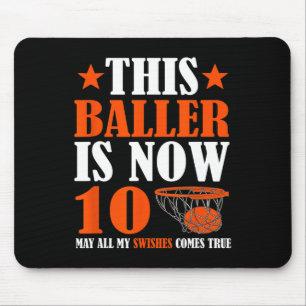 Mousepad Feliz 10º Aniversário, 10 anos, basquete, 10º Bi
