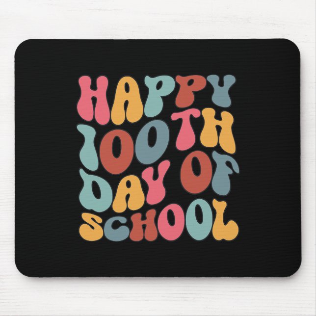 Mousepad Feliz 100º Dia Da Escola Retro 100 Dias Professor  (Frente)