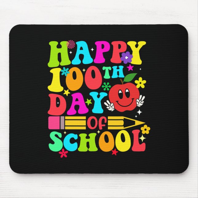 Mousepad Feliz 100º Dia Da Escola Retro 100 Dias Professor  (Frente)