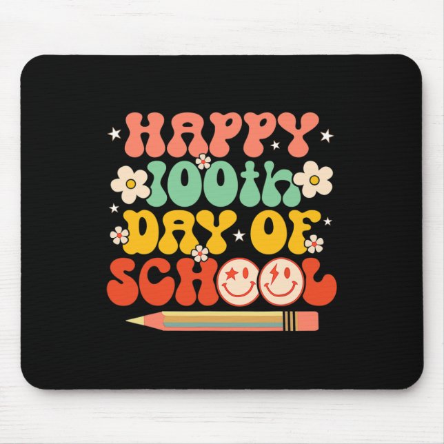 Mousepad Feliz 100º Dia De Professores Crianças Retro Groov (Frente)