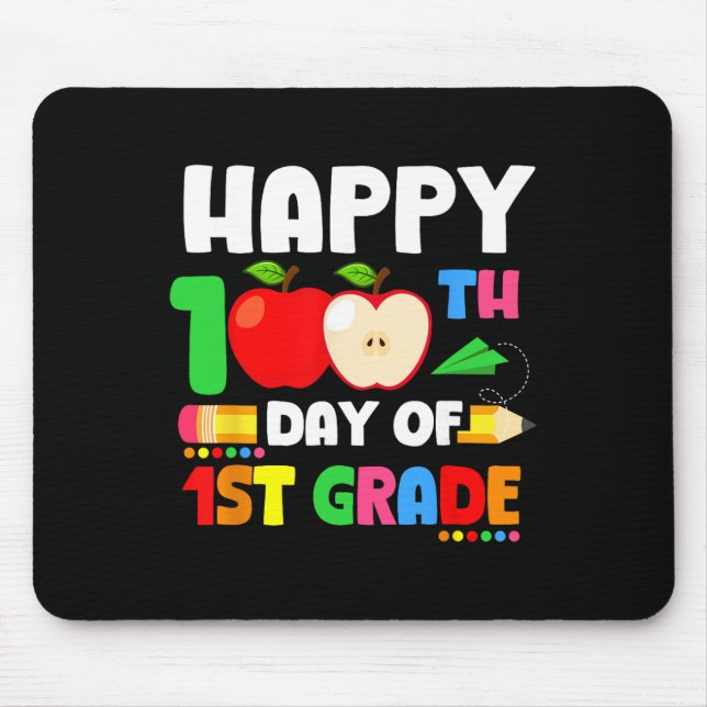 Mousepad Feliz 100º Dia do Professor do 1º Ano Aluno Lápis (Frente)
