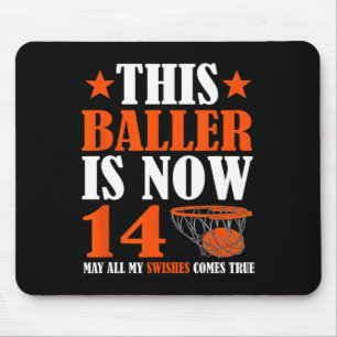 Mousepad Feliz 14 de aniversário de 14 anos 14 de basquete