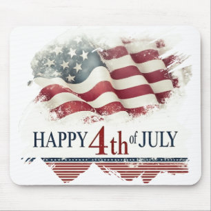Mousepad Feliz 4 de Julho - Design Vintage da Bandeira Amer