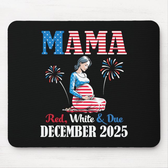 Mousepad Feliz 4 de Julho Dia Mamãe Vermelho Branco E Devid (Frente)