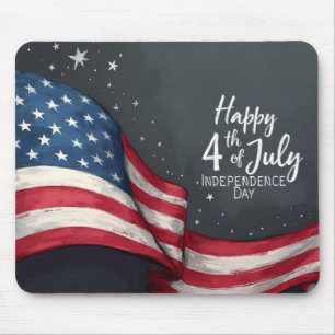 Mousepad Feliz 4 de Julho Ilustração de Arte de Bandeira Vi