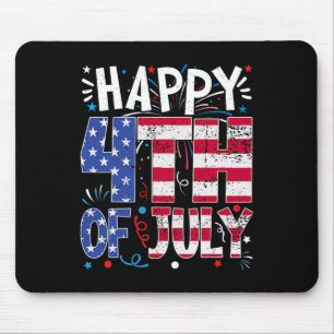 Mousepad Feliz 4 de Julho Patriótico Americano Bandeira EUA