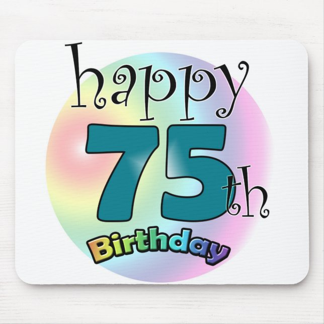 Mousepad Feliz 75 anos (blauw) (Frente)