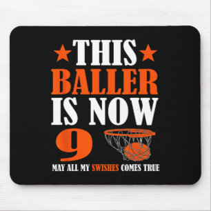 Mousepad Feliz 9.º Aniversário de Basquete 9.º Aniversário