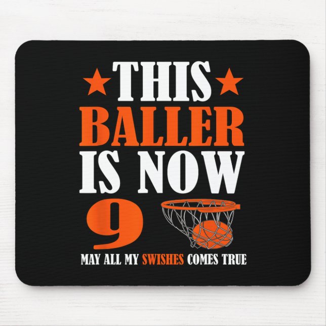 Mousepad Feliz 9.º Aniversário de Basquete 9.º Aniversário (Frente)