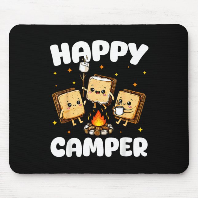 Mousepad Feliz Acampador Marshmallow Divertido Acampamento  (Frente)