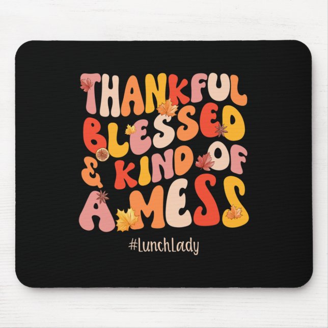 Mousepad Feliz Almoço Abençoado Lady Fall Vibes Graças (Frente)