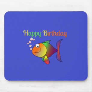 Mousepad Feliz aniversário, borbulha o modelo de peixe