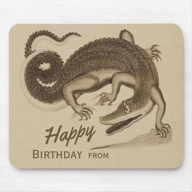 Mousepad Feliz aniversário Crocodilo alegre selvagem CC0896 (Frente)