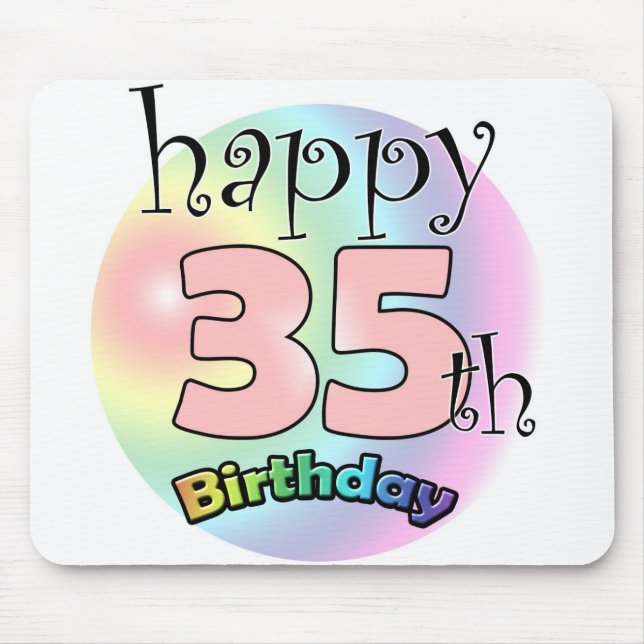 Mousepad Feliz aniversário de 35 anos (roze) (Frente)