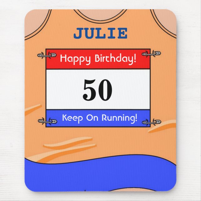 Mousepad Feliz Aniversário de 50 anos Mouse Mat para um Cor (Frente)