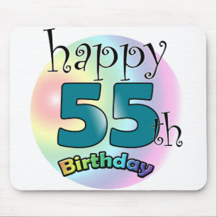 Mousepad Feliz aniversário de 55 anos (blauw)