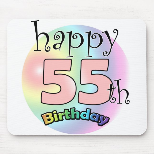 Mousepad Feliz aniversário de 55 anos (roze) (Frente)