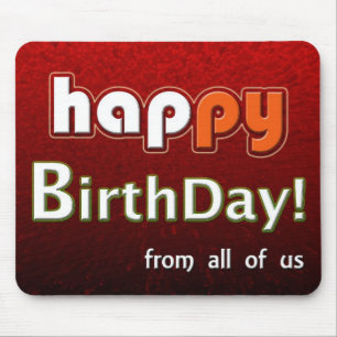 Mousepad Feliz Aniversário De Todos Nós, Grande Vermelho