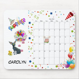 Mousepad Feliz Aniversário do Mouse Calendário de maio de