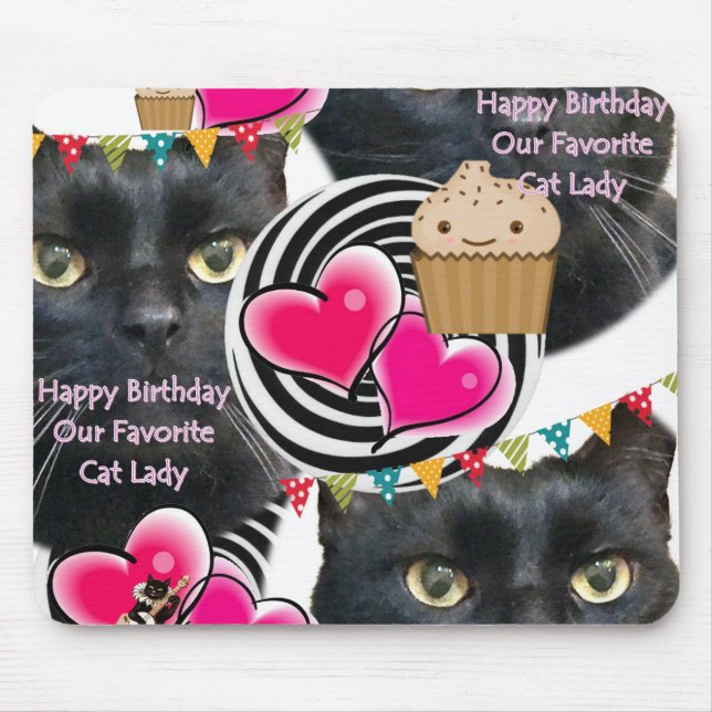 Mousepad Feliz Aniversário Gato-Mouse-Pad (Frente)