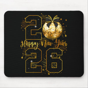 Mousepad Feliz Ano Novo 2026 Coquette Bow Disco Ball Ano No