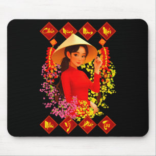 Mousepad Feliz Ano Novo Tet Binh Ngo 2026 Garota Vietnamita