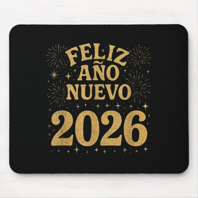 Mousepad Feliz Año Nuevo 2026 Spanish Fireworks New Year Fi (Frente)