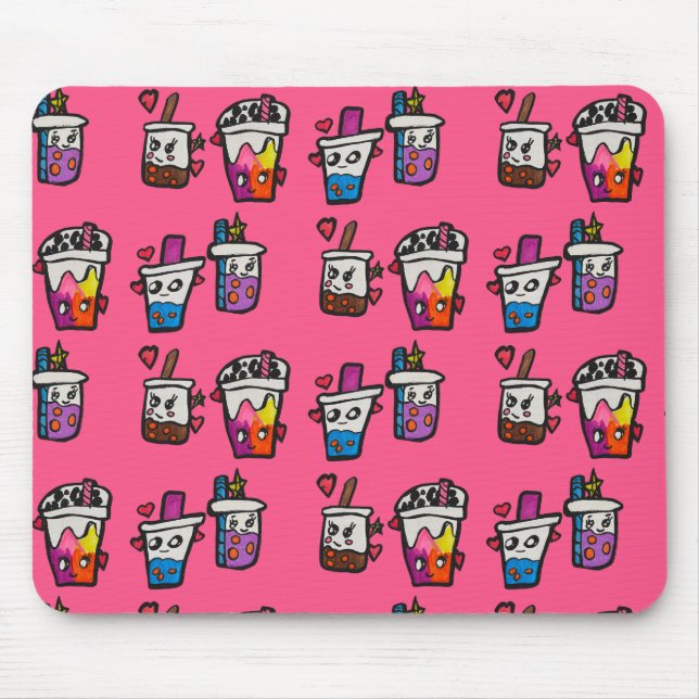 Mousepad Feliz Boba Tea Bubble Teas Bobas Kawaii (Frente)
