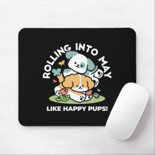 Mousepad Feliz Cachorro A Cair Em Maio - Arte Canina Kawaii