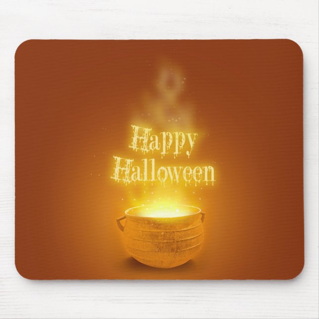 Mousepad Feliz Caldron da Bruxa de Halloween (Frente)