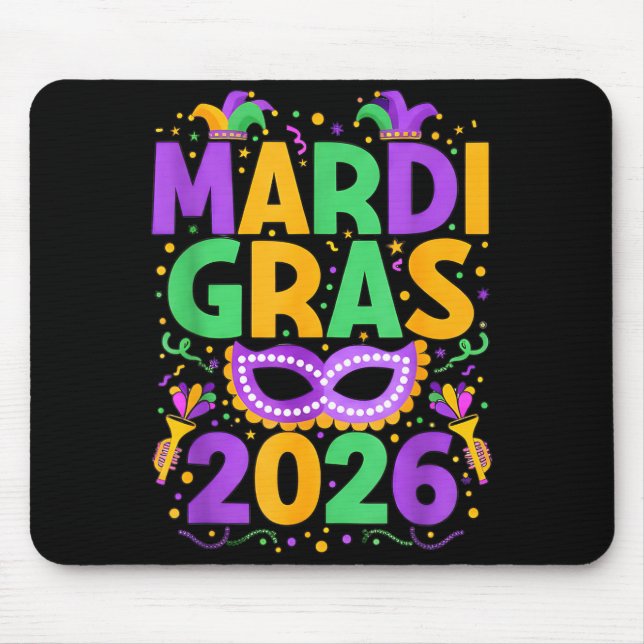 Mousepad Feliz Carnaval 2026 Fantasia Nova Orleans Combinan (Frente)