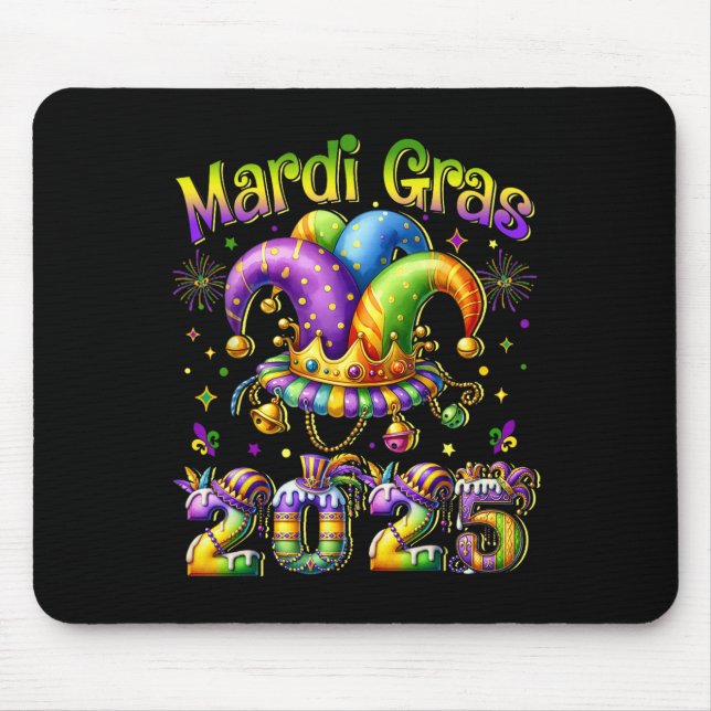 Mousepad Feliz Carnaval de 2025 Mardi Gras Jester O (Frente)