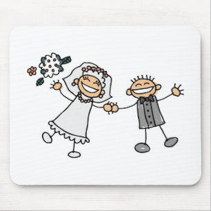 Mousepad Feliz Casal de Casamento de Cartoon