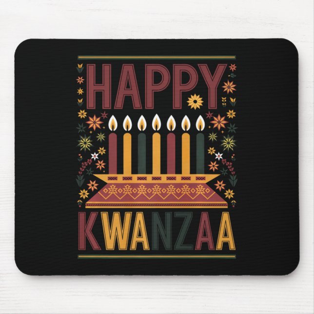 Mousepad Feliz Celebração Kwanzaa Velas Kinara E Flor (Frente)