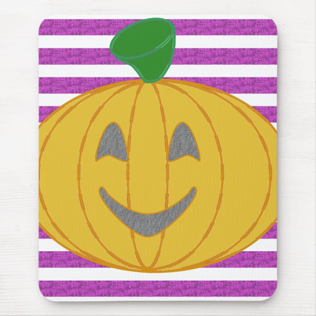 Mousepad Feliz Chic Moderno Laranja Abóbora Roxo Geométrico (Frente)