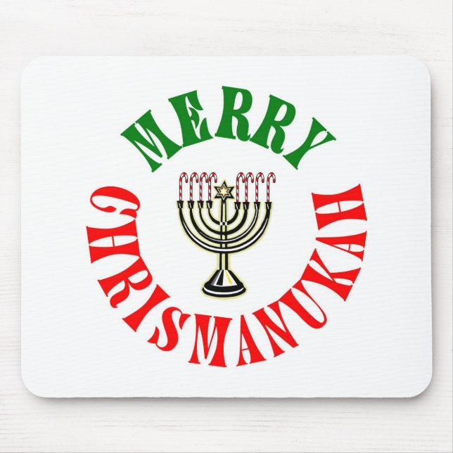 Mousepad Feliz Chrismanukah - Natal Chanukah Menorah (Frente)