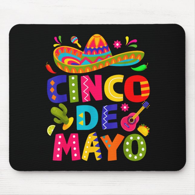 Mousepad Feliz cinco de maio mexicano chapéu margaritaFeliz (Frente)