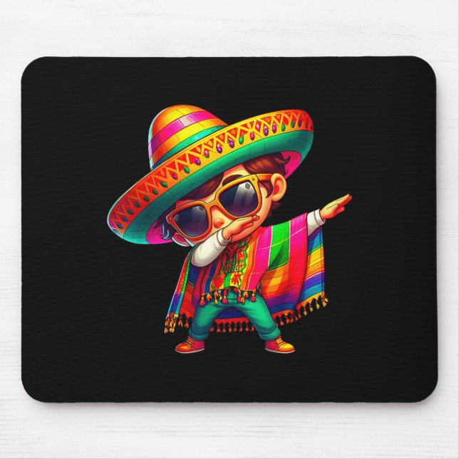Mousepad Feliz cinco de maio rapaz dançando homem mexicano (Frente)