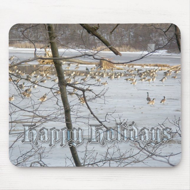 Mousepad Feliz de Feriados Gansos do Canadá (Frente)