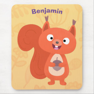 Mousepad Feliz desenho animado de esquilo vermelho