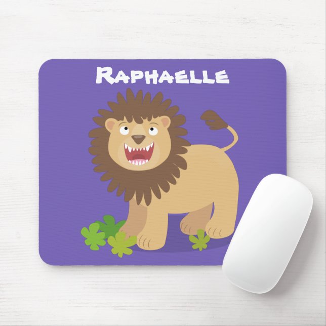 Mousepad Feliz desenho animado de leão (Com mouse)