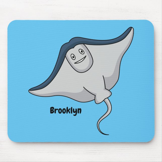 Mousepad Feliz desenho animado de peixes-raia (Frente)