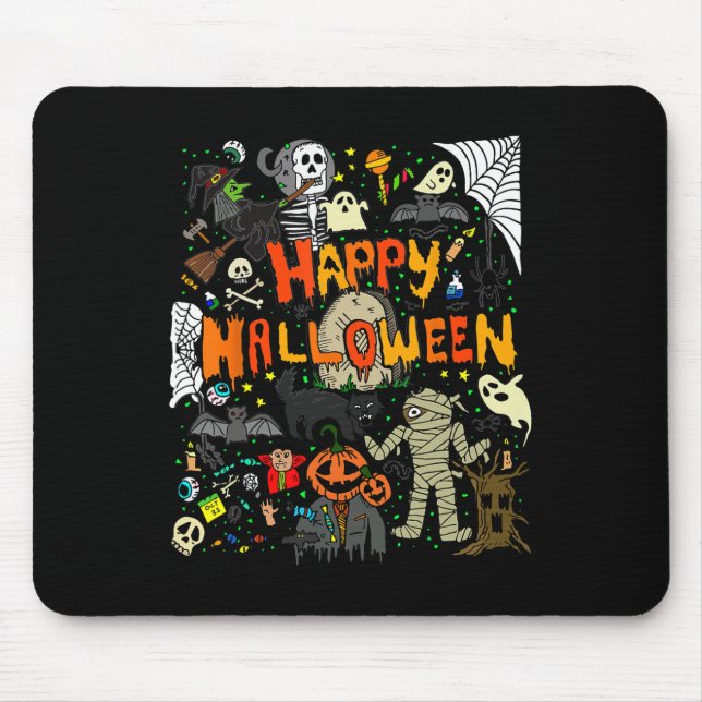Mousepad Feliz Dia das Bruxas Assustador Meninas Meninas (Frente)