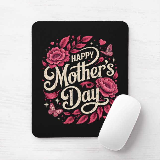 Mousepad Feliz Dia das Mães Querida Mãe Floral (Com mouse)
